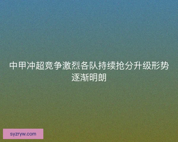 中甲冲超竞争激烈各队持续抢分升级形势逐渐明朗 中甲冲超竞争激烈各队持续抢分升级形势逐渐明朗
